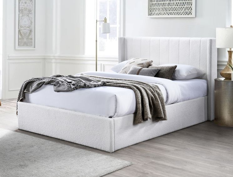 Wilson Cream Upholstered Ottoman King Size Bed Frame