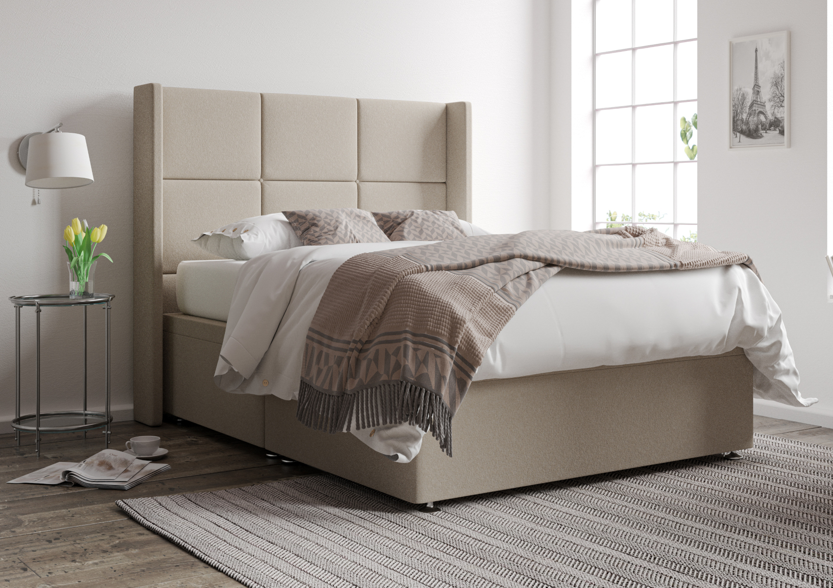 View Jane Arran Pebble Upholstered Super King Ottoman Bed Time4Sleep information