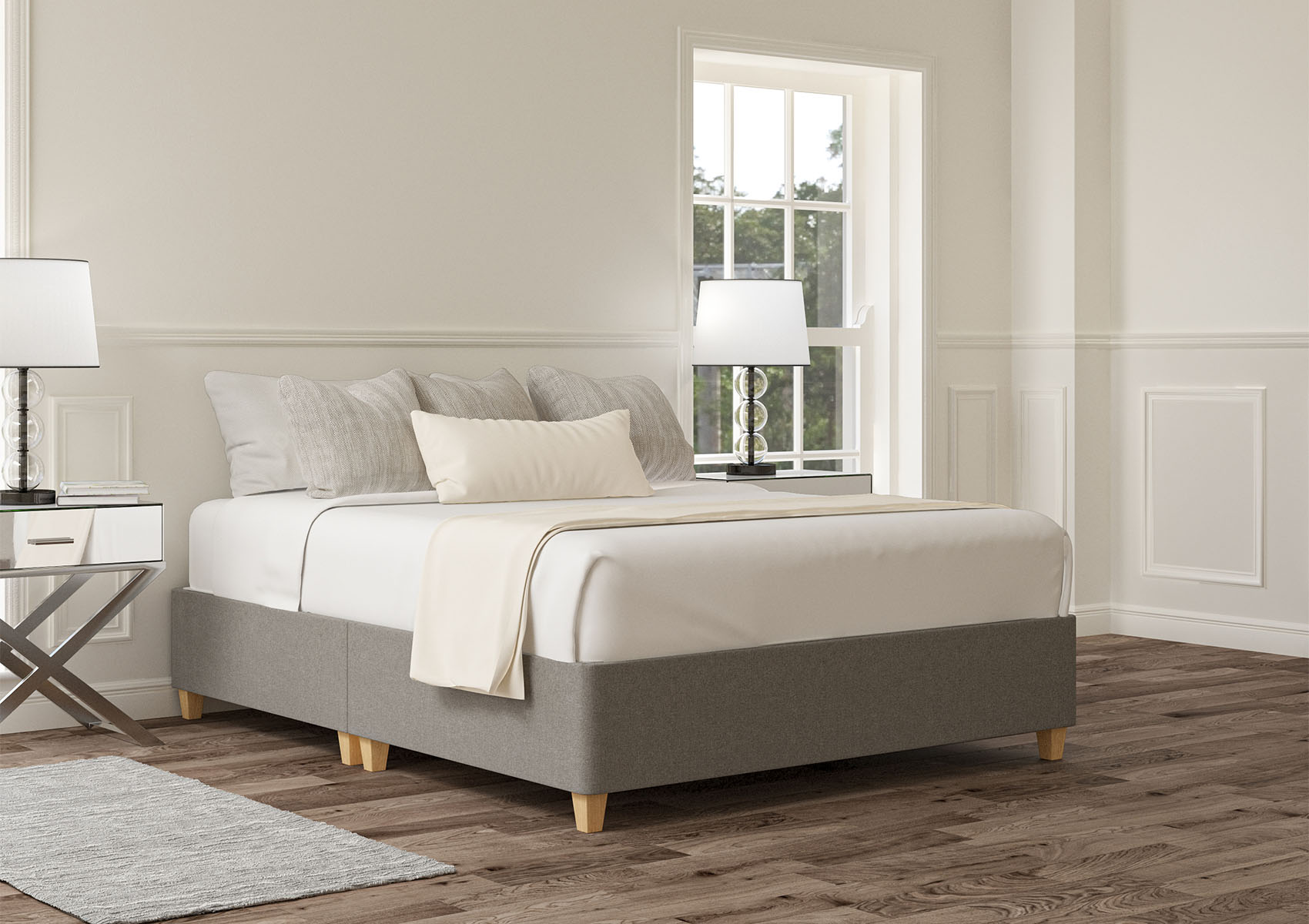 View Shallow Naples Cream Upholstered King Size Bed Time4Sleep information