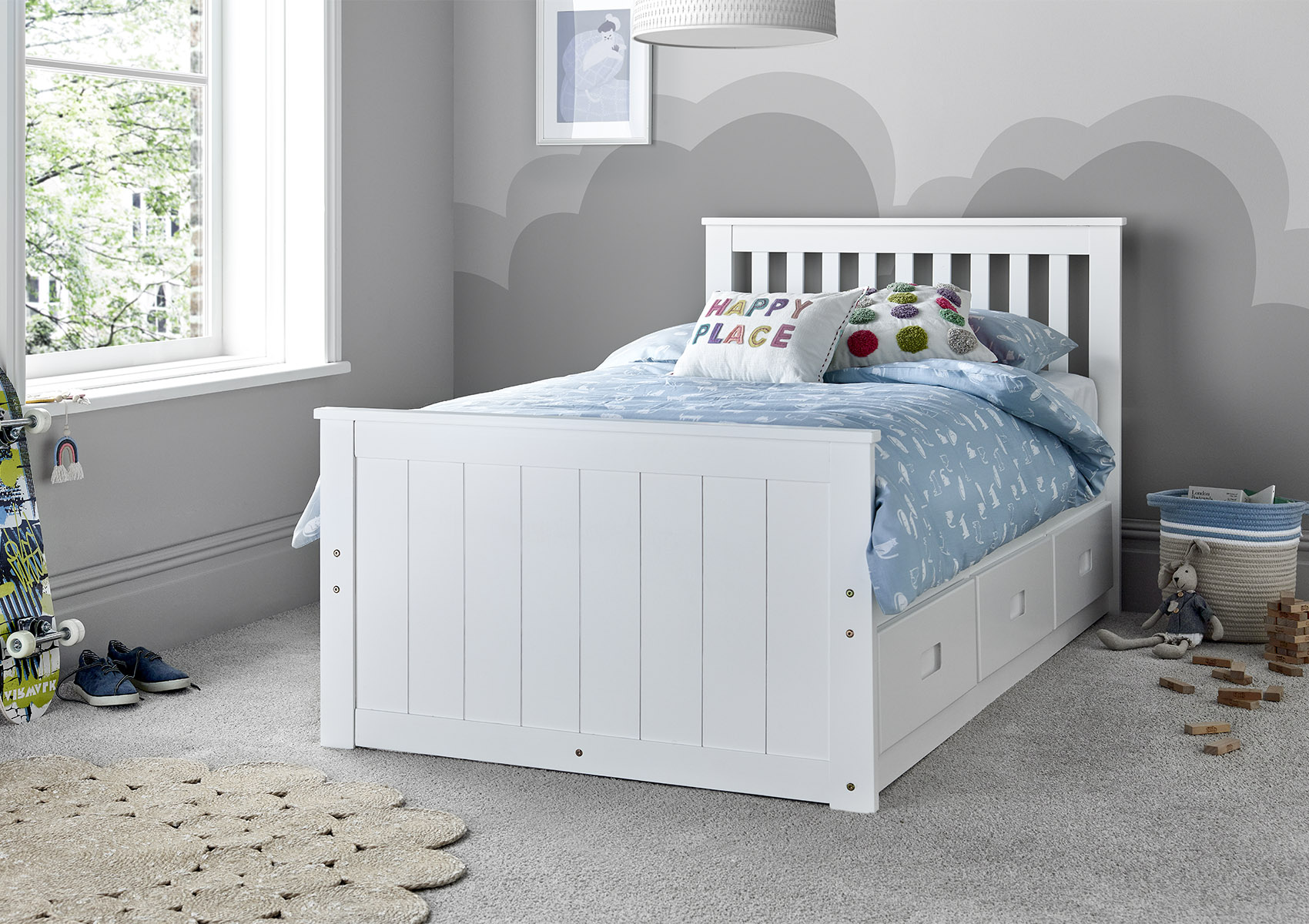 View Captain White 3 Drawer Single Wooden Storage Bed Time4Sleep information