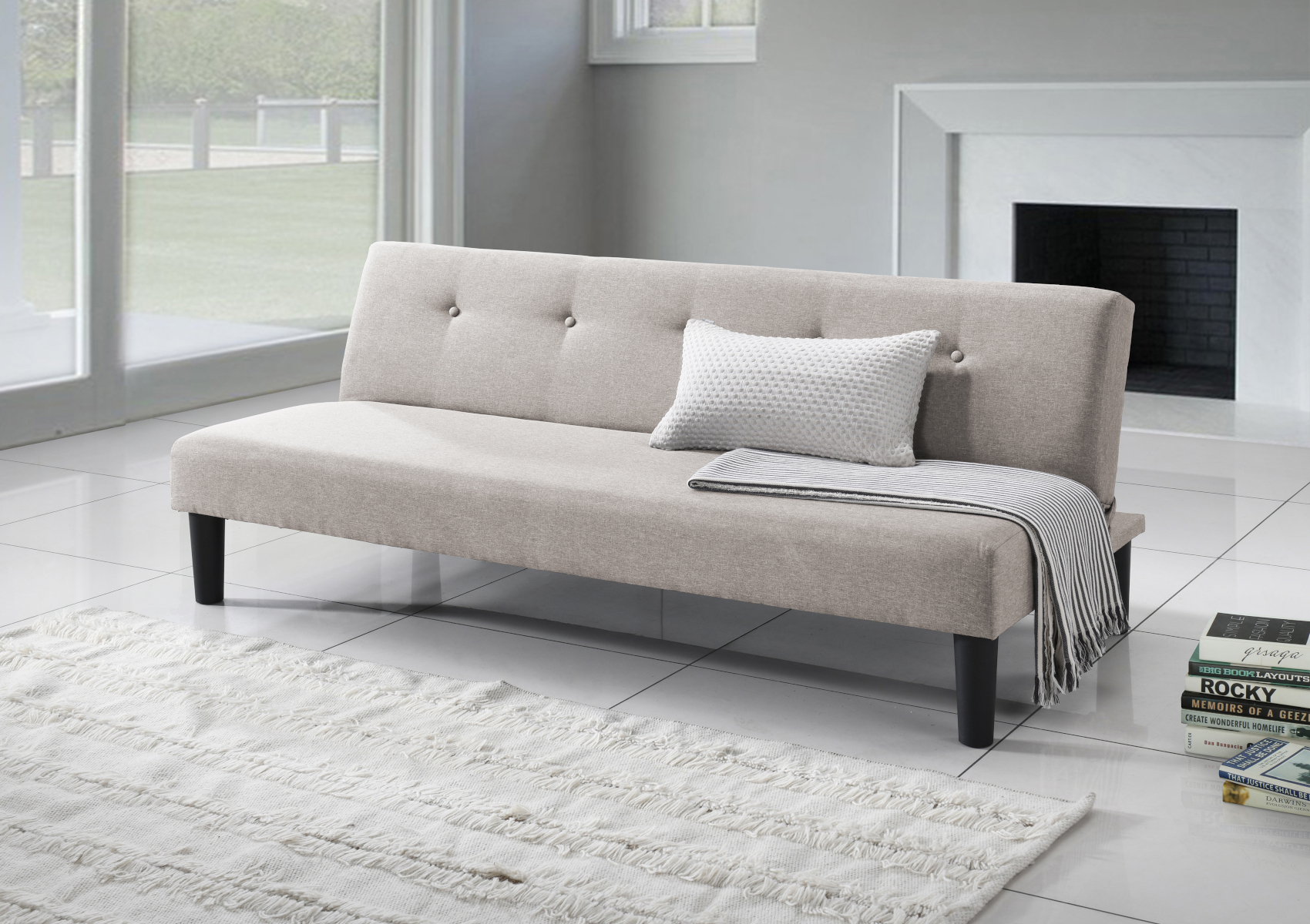 View Essentials Oat Upholstered Sofa Bed Time4Sleep information