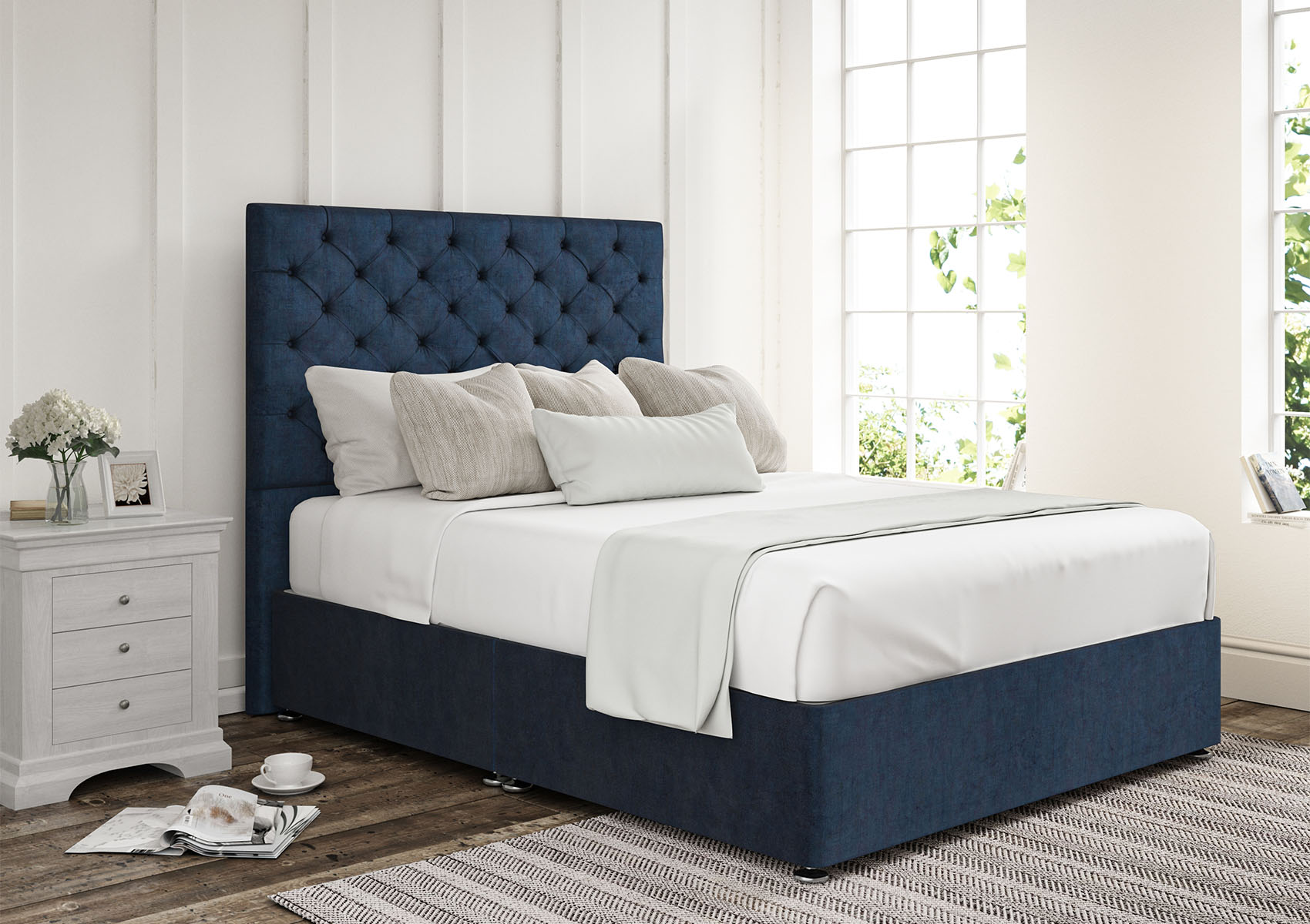 View Chesterfield Heritage Steel Upholstered King Size Divan Bed Time4Sleep information