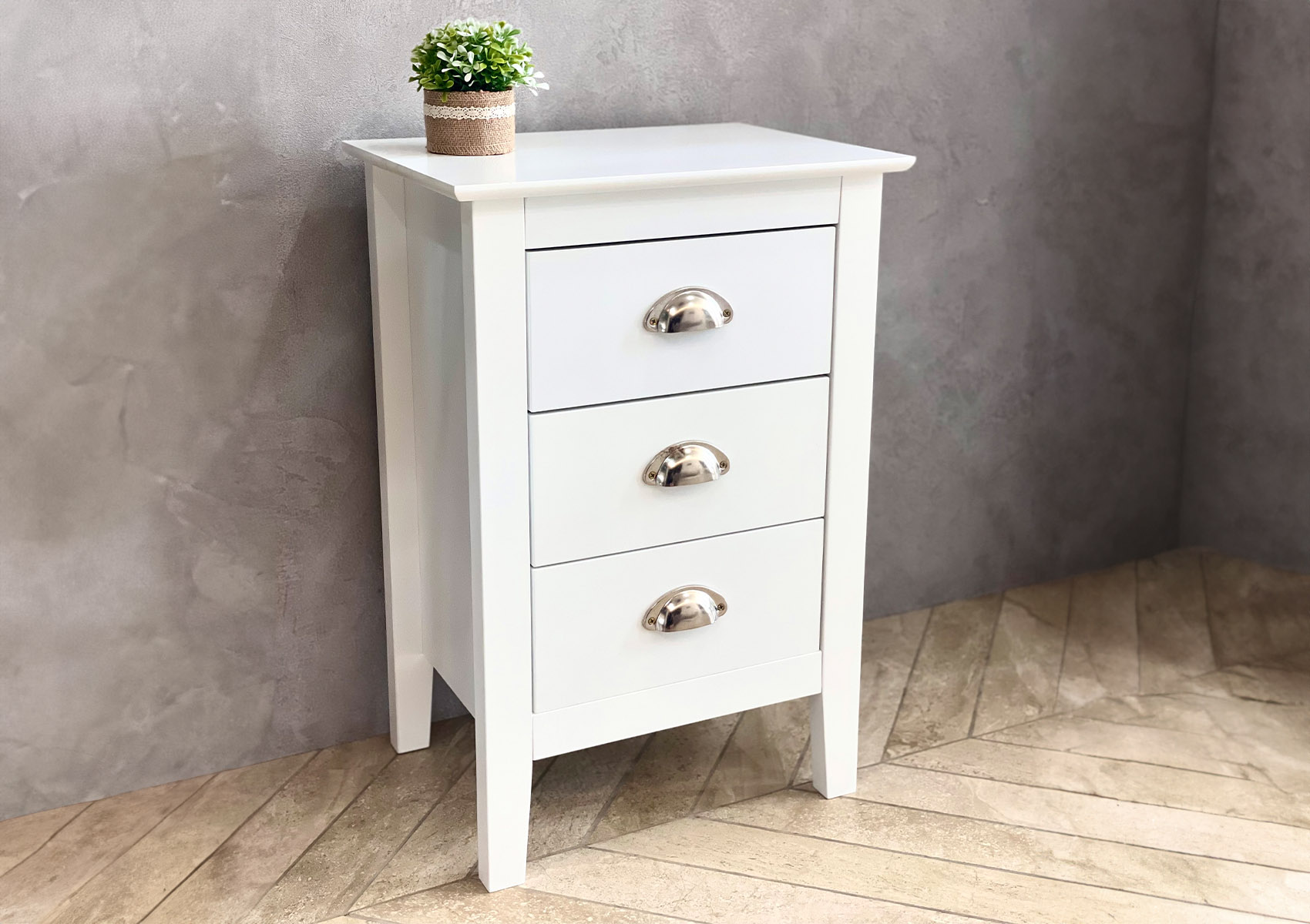 View Classic White 3 Drawer Bedside Time4Sleep information