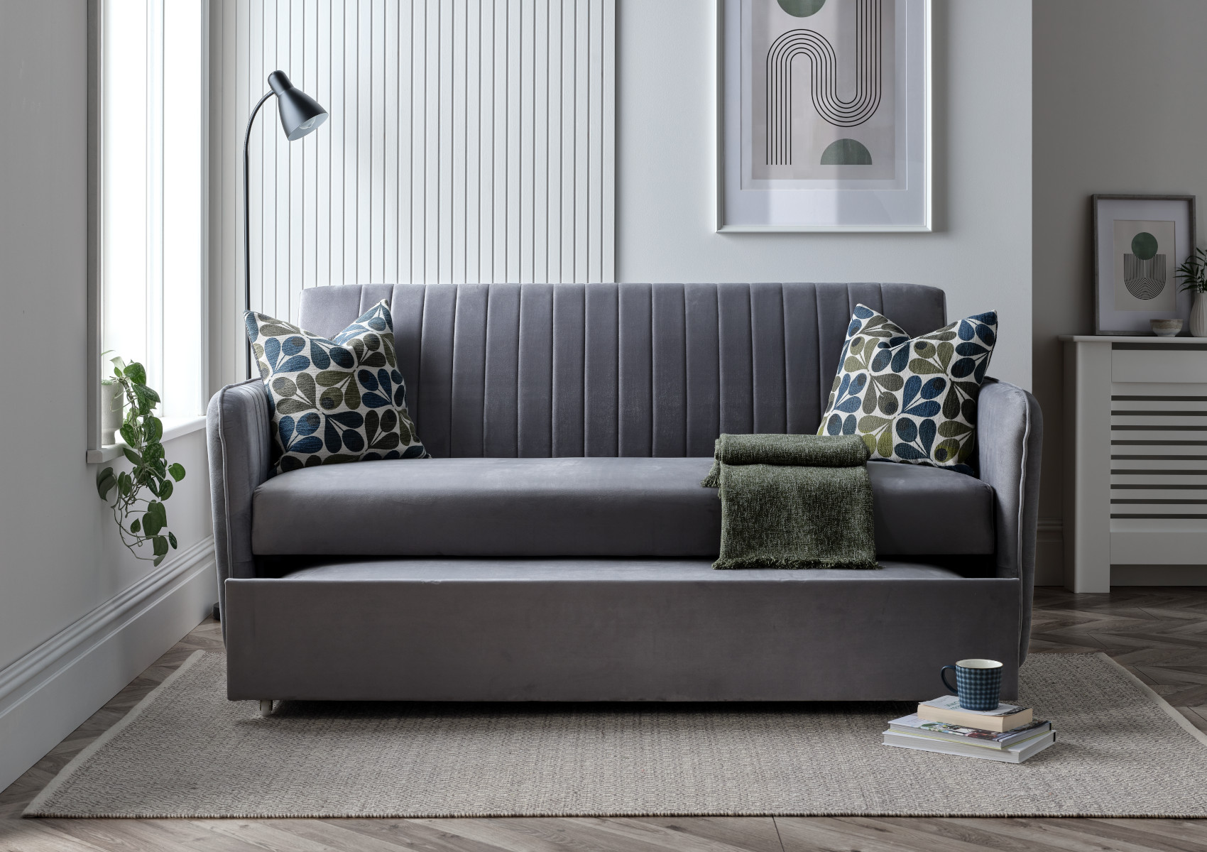 View Derwent Grey Upholstered Sofa Bed Time4Sleep information