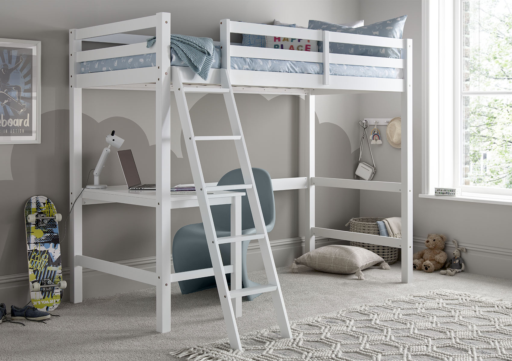 View Essentials White Single Wooden High Sleeper Bed Frame Time4Sleep information