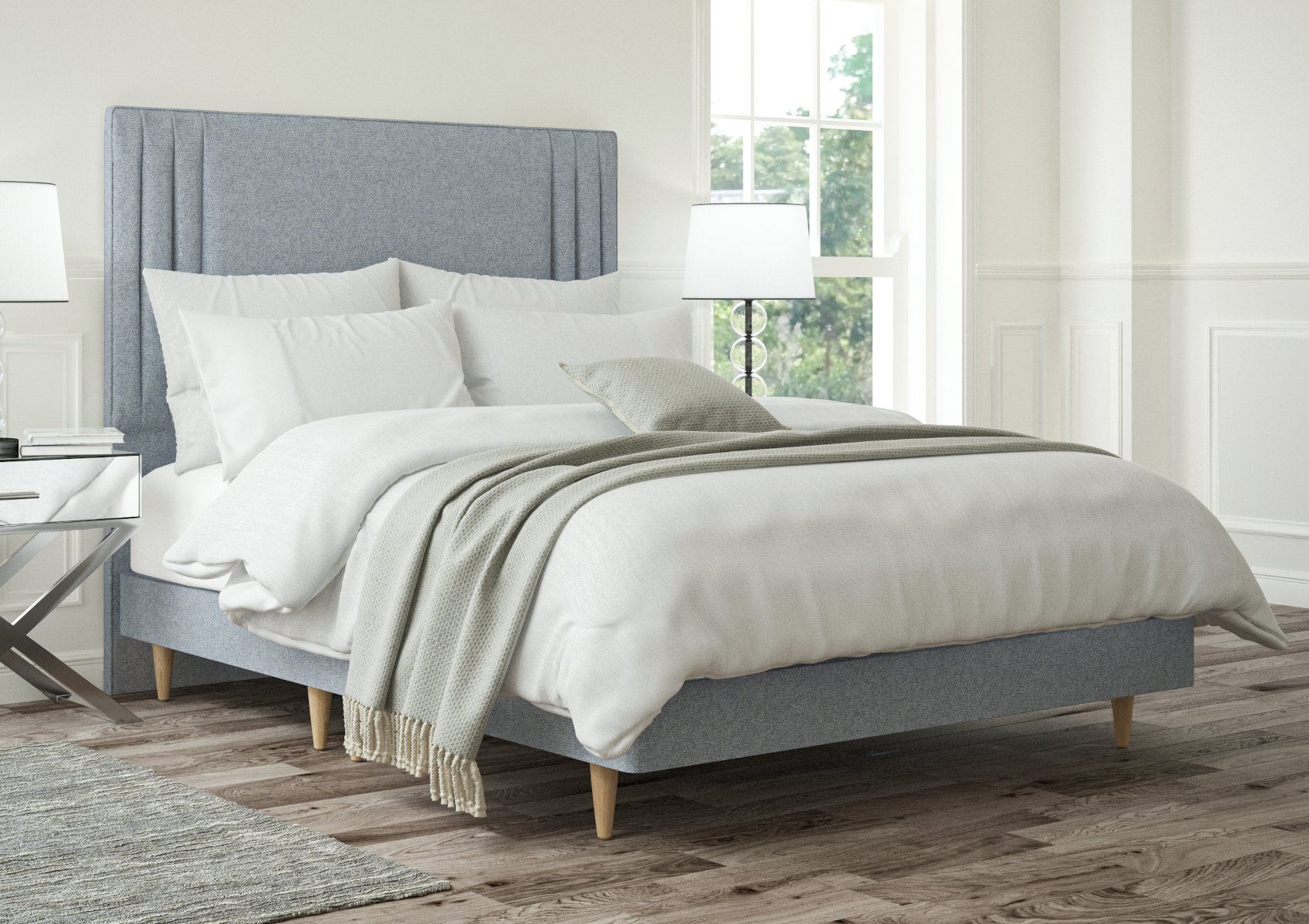View Faith Arran Cyan Upholstered Double Bed Time4Sleep information