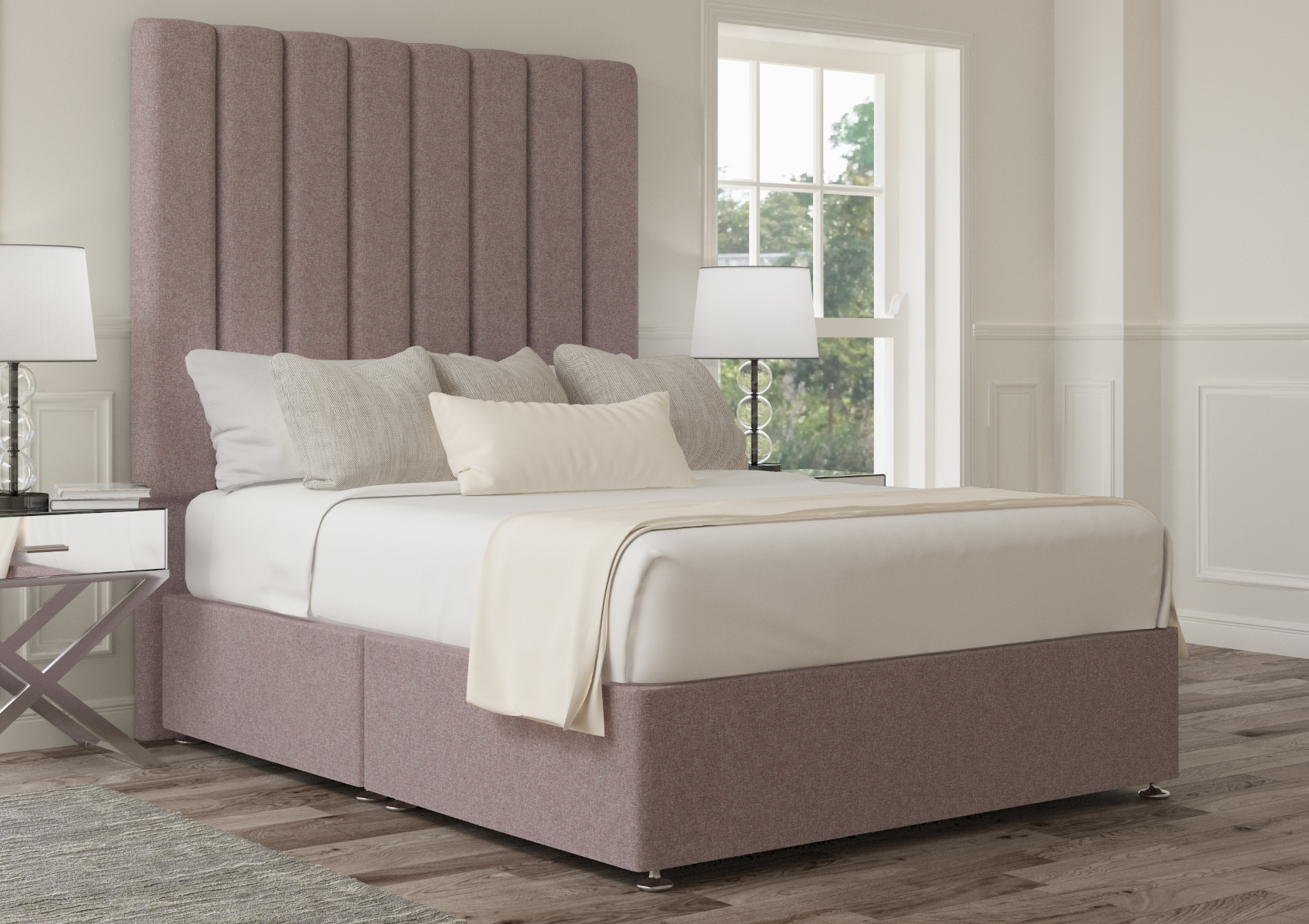 View Esme Arran Natural Upholstered King Size Bed Time4Sleep information