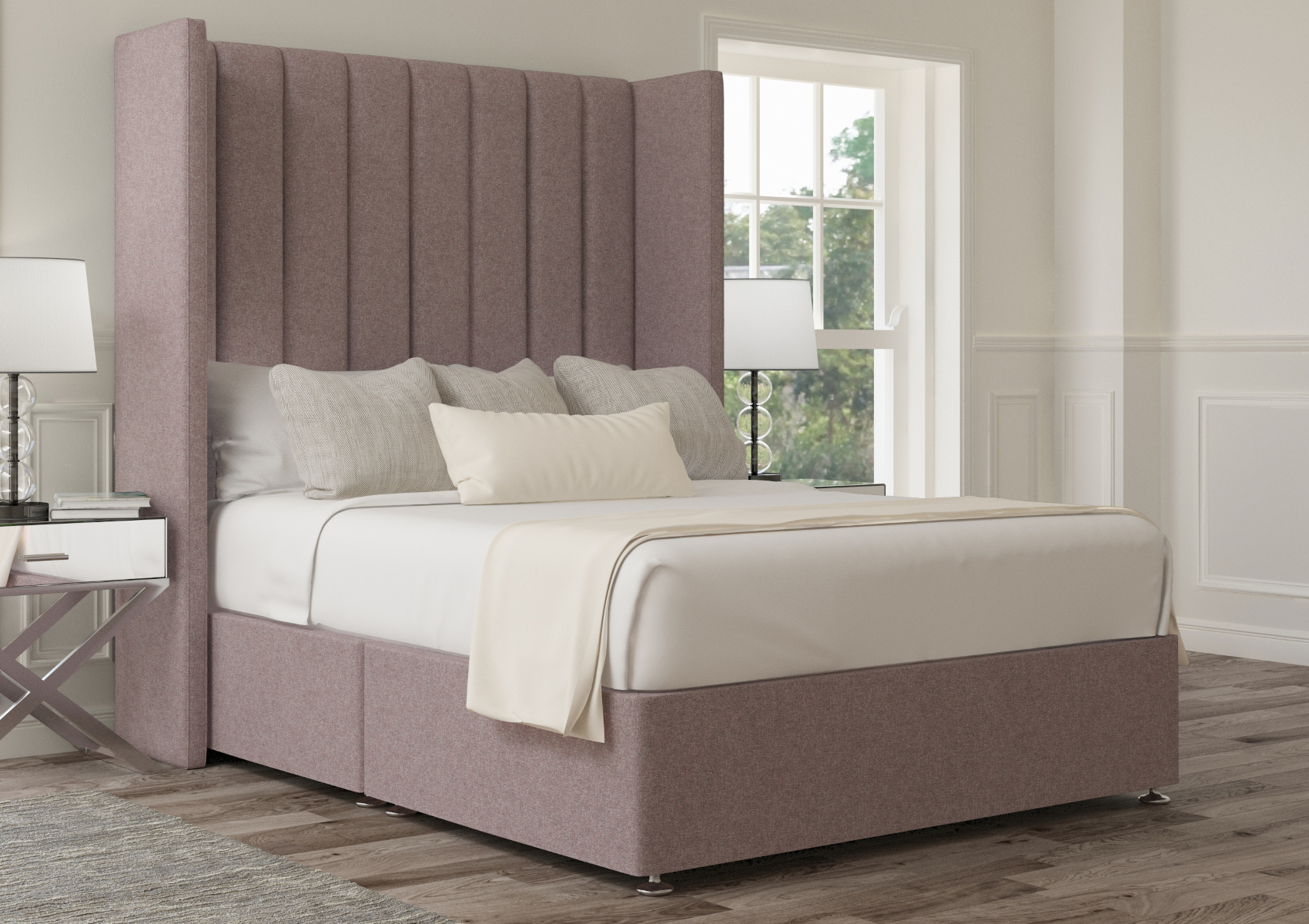 View Lola Arran Pebble Upholstered Double Winged Bed Time4Sleep information
