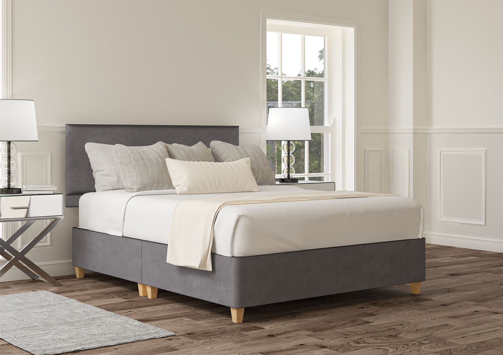 View Henley Naples Cream Upholstered King Size Bed Time4Sleep information