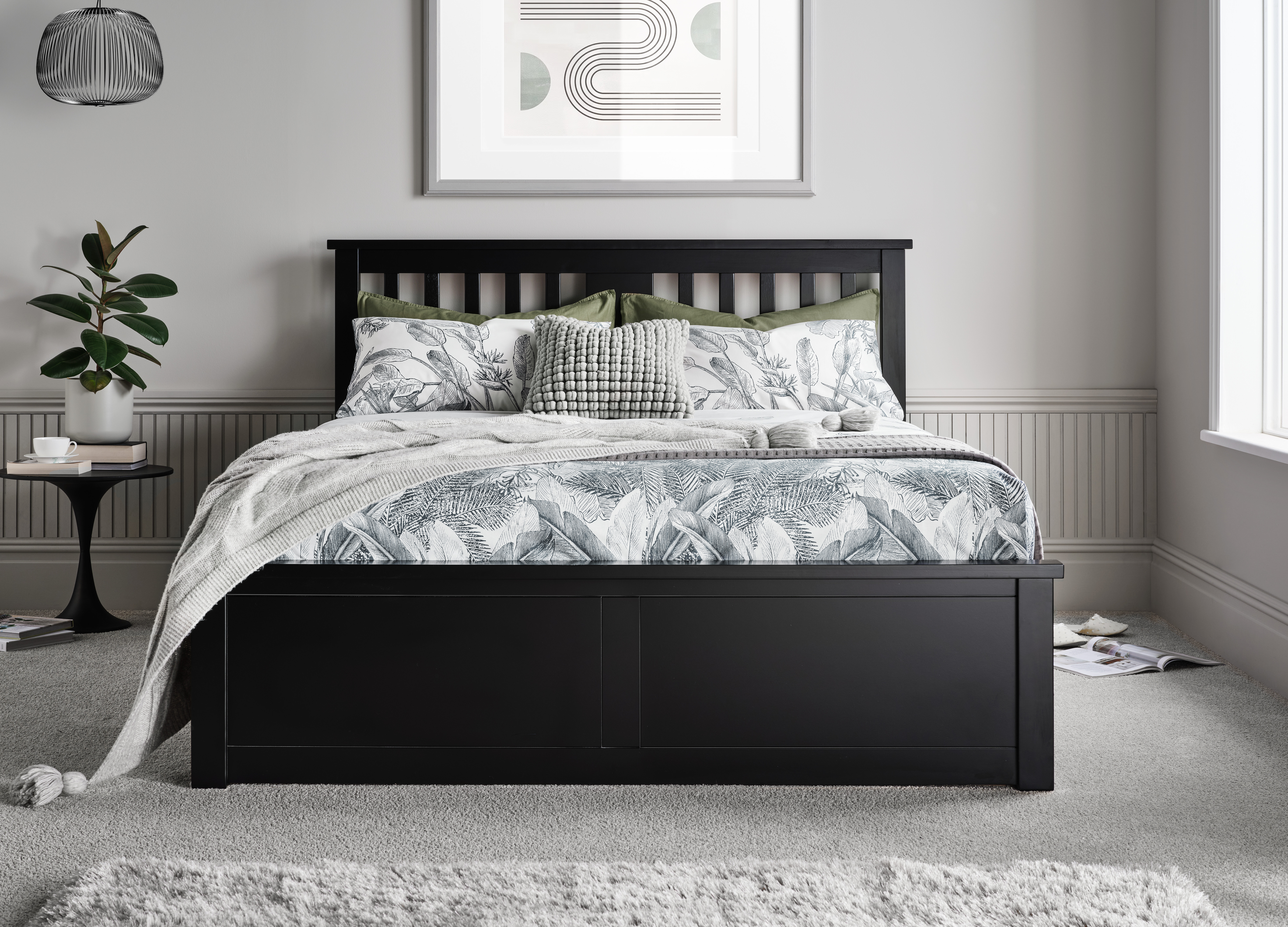 View Malmo Black Wooden Ottoman Storage Bed Time4Sleep information