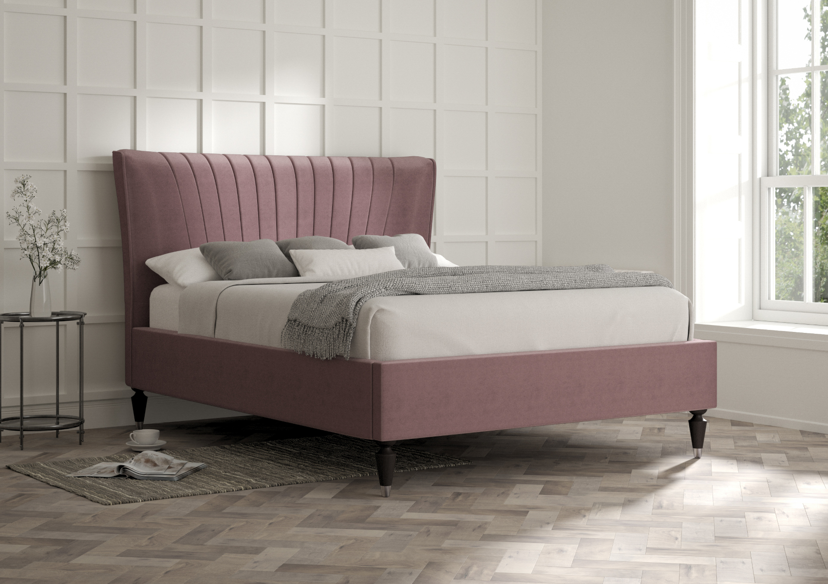 View Melbury Velvet Navy Upholstered King Size Bed Time4Sleep information