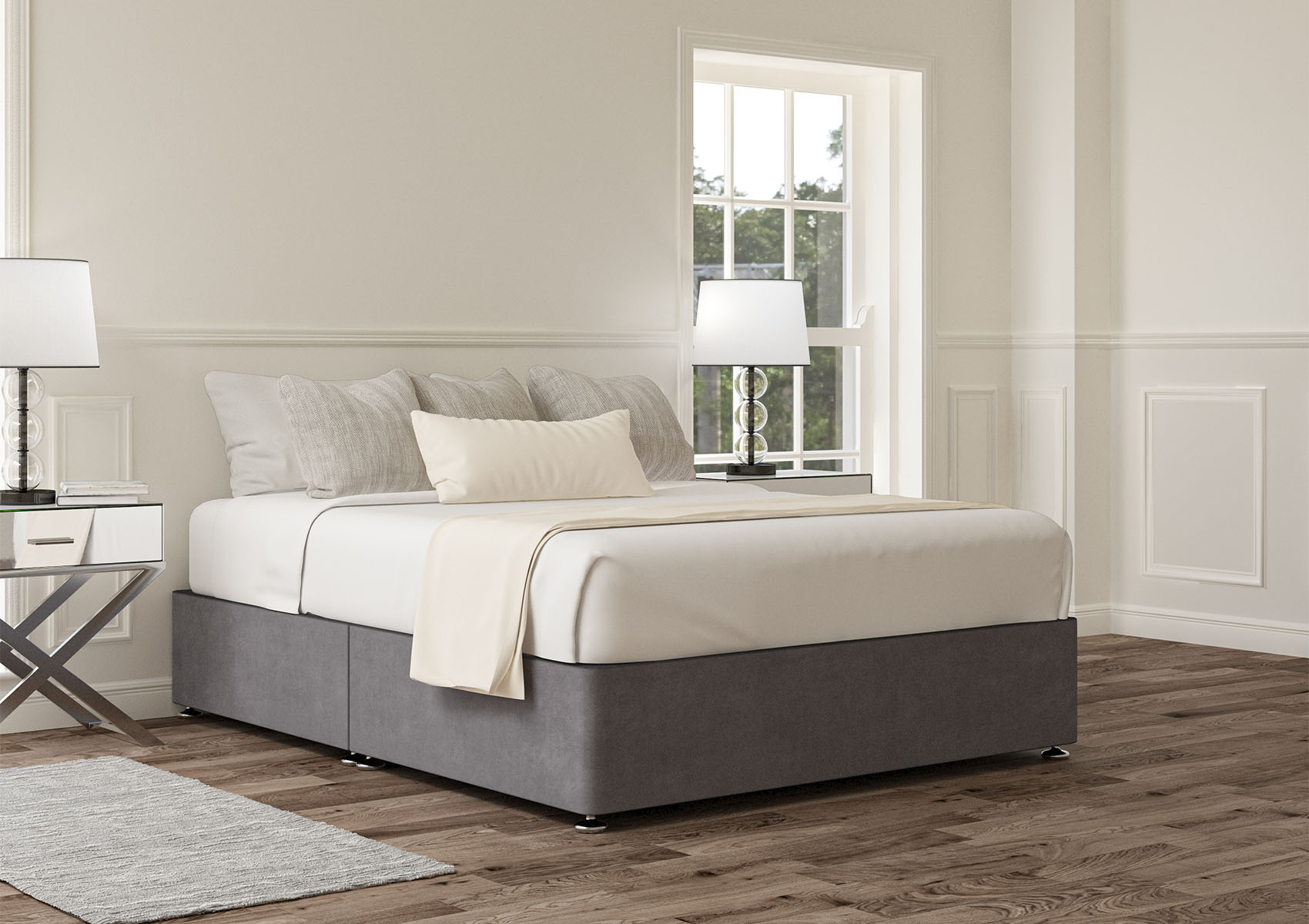 View Upholstered Siera Silver Upholstered Single Divan Bed Time4Sleep information
