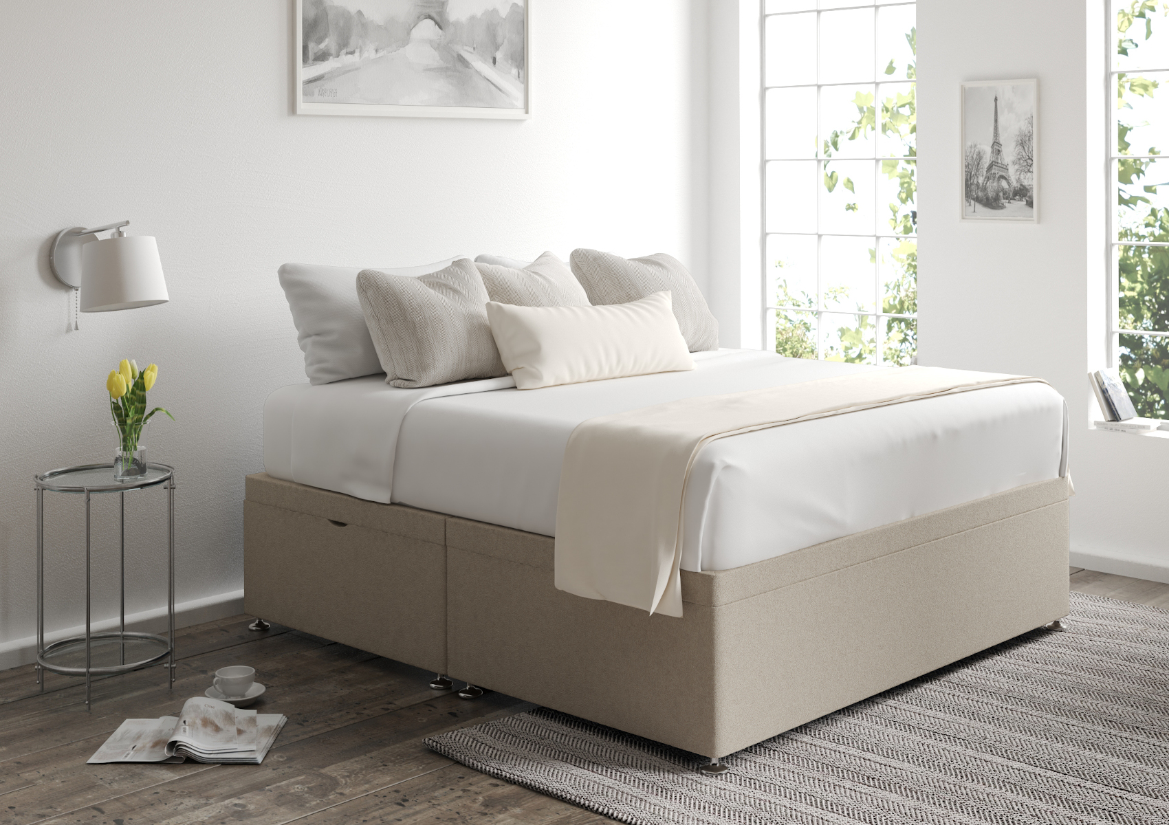 View Ottoman Arran Natural Upholstered Single Ottoman Bed Time4Sleep information