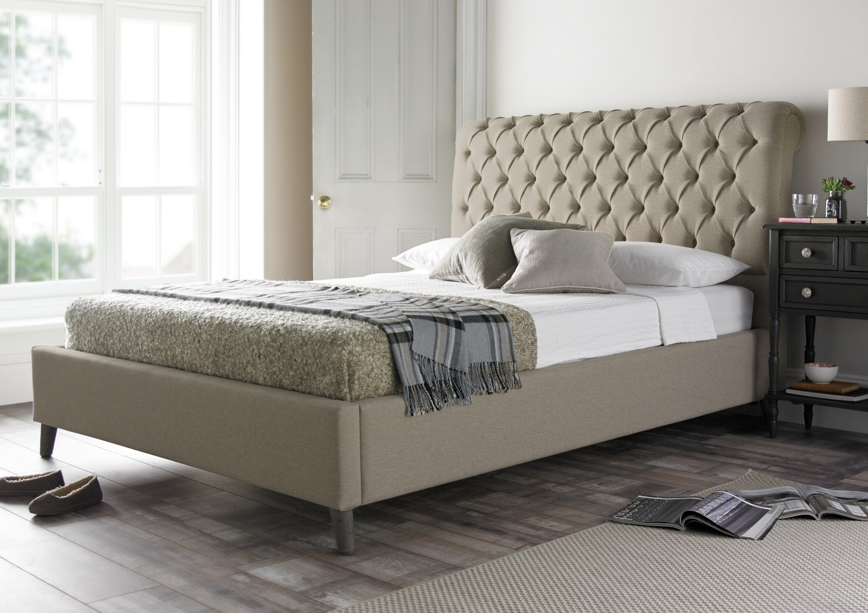View Chester Arran Natural Upholstered Double Bed Time4Sleep information
