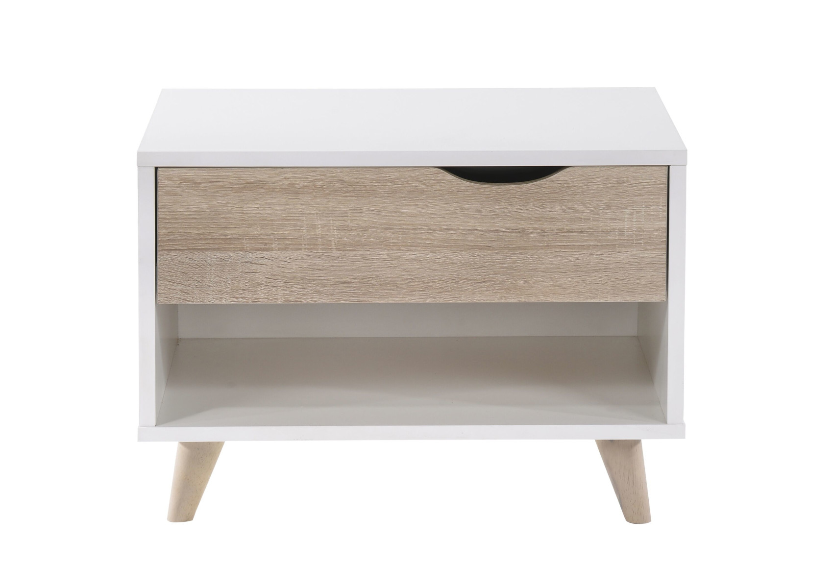 View Stockholm White 1 Drawer Bedside Table Time4Sleep information