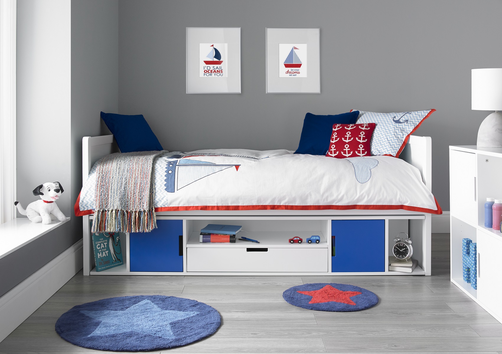 View Vancouver White Blue Wooden Single Childrens Bed Time4Sleep information
