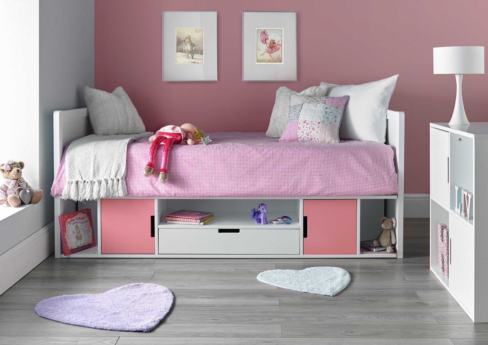 View Vancouver White Pink Wooden Single Childrens Bed Time4Sleep information