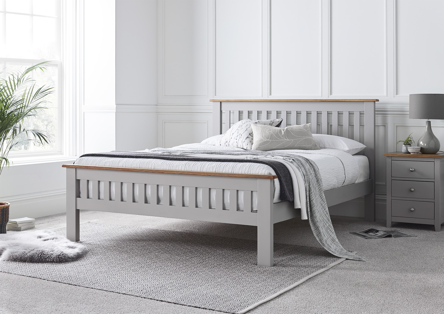 View Wilmslow Light Grey Wooden Bed Frame Time4Sleep information